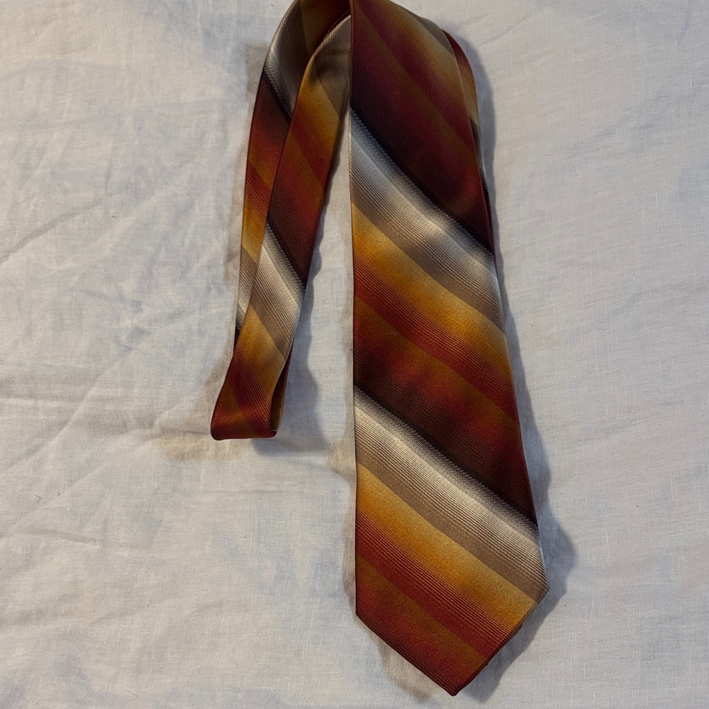 Brown/red/gold/tan striped silk necktie by Countess Mara, 2 for 50% off